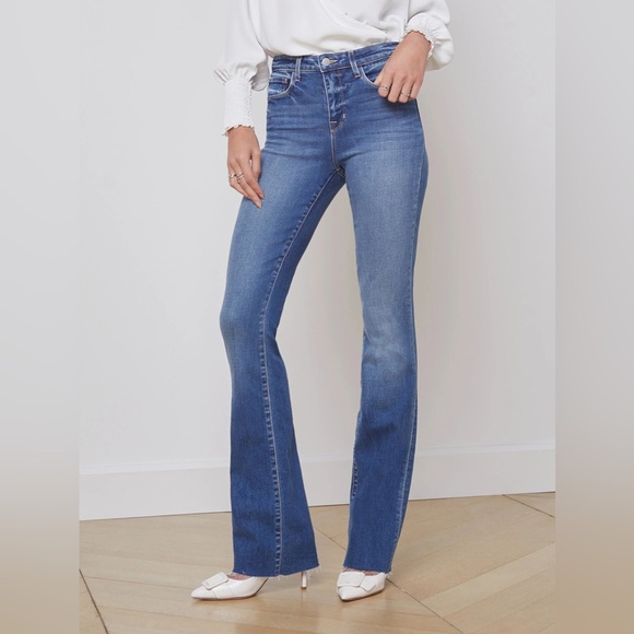 NWT L'AGENCE Ruth High Rise Straight Blue Jeans - Picture 1 of 4